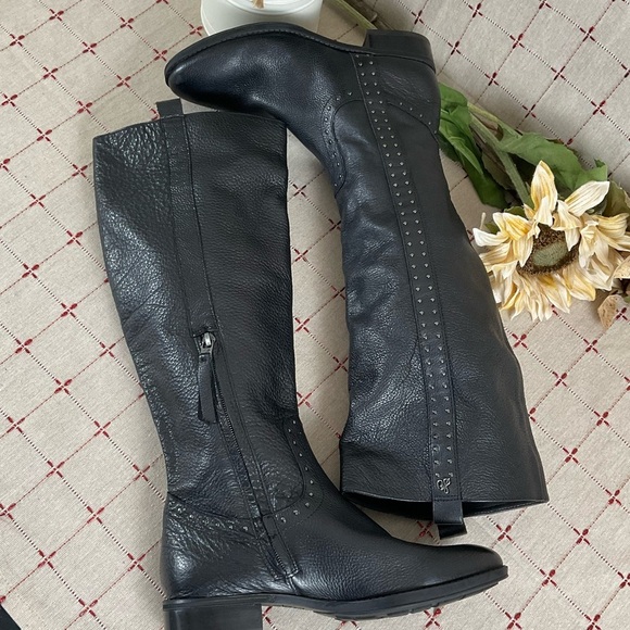 💐HP💐 Sam Edelman Prina Studded Soft Black Leather Knee High Riding Boots 6.5 - Picture 11 of 11